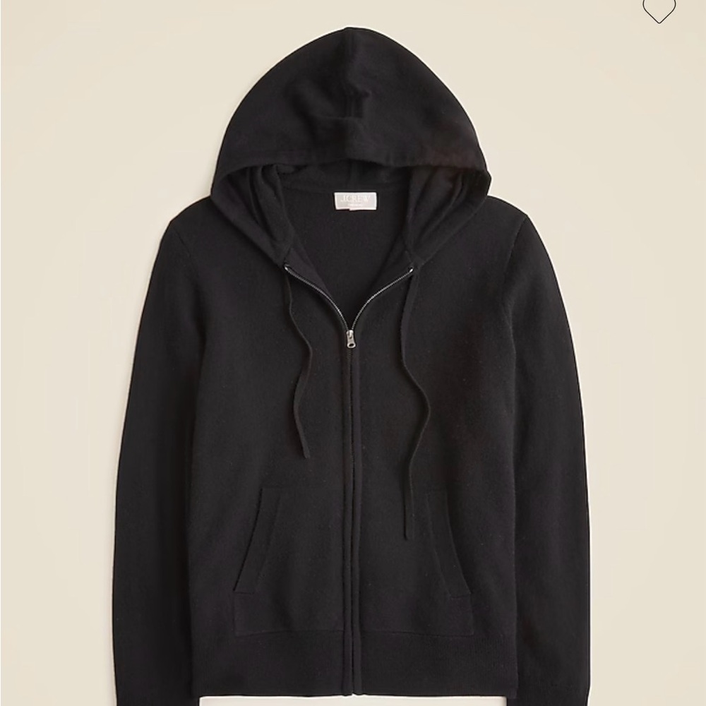 J. Crew: Cashmere Black Hooded Zip-Up